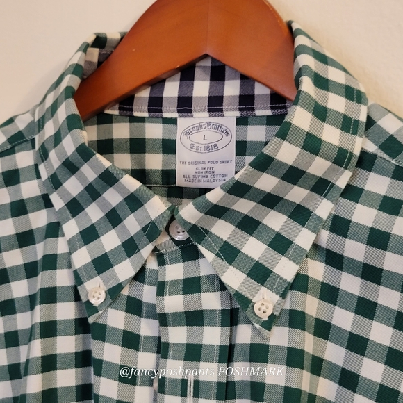 BROOKS BROTHERS like new! special detail check cuff 100% supima cotton no iron - Picture 7 of 17